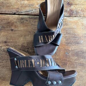 Harley-Davidson Women's Brown Leather Wedge Sandals size 39,5
